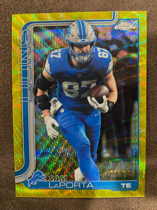 Sam LaPorta - 2025 Topps Chrome - YELLOW Wave /275 - Lions