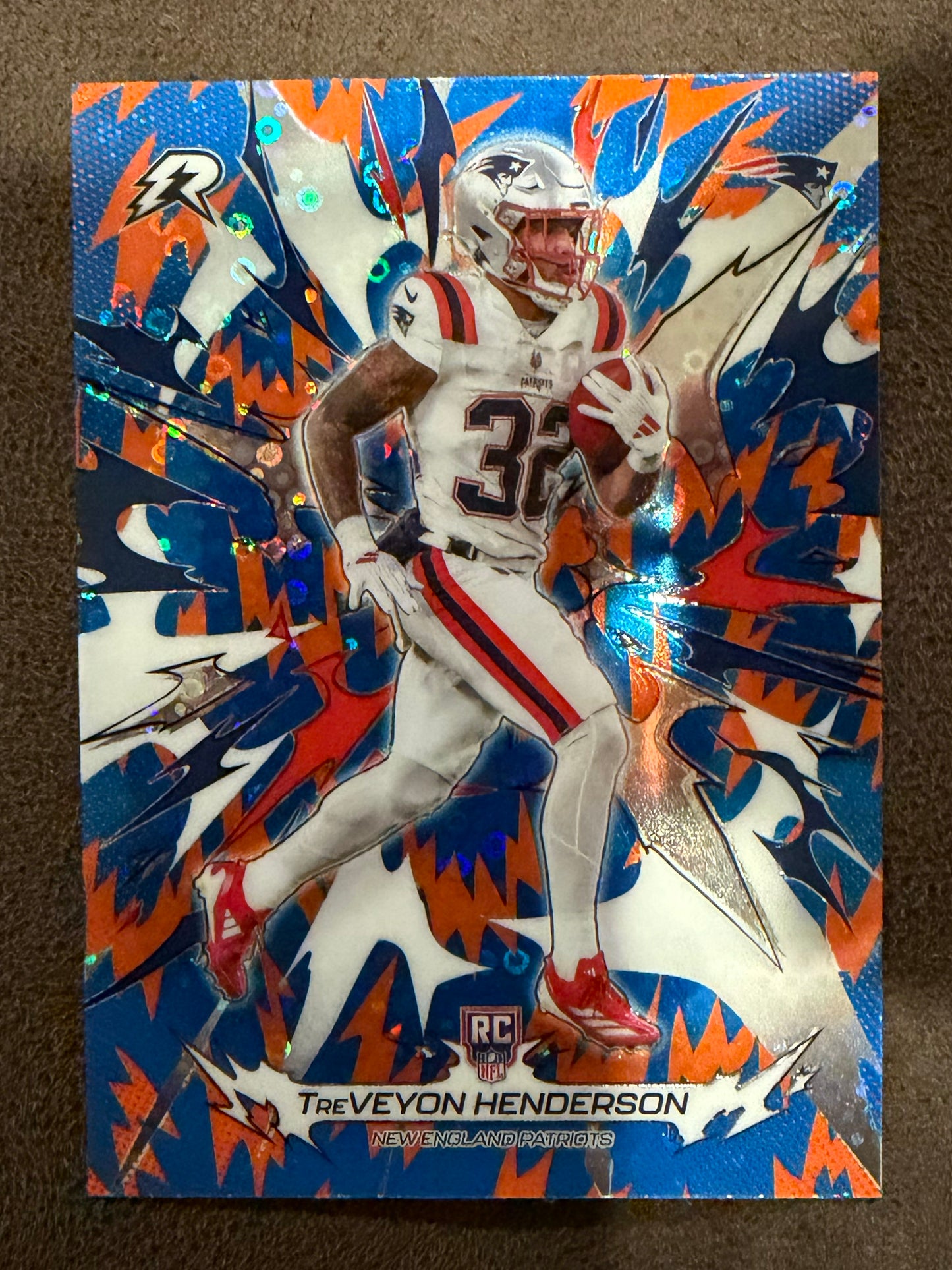 TreVeyon Henderson - 2026 Topps Resurgence - Rookie Blue and Orange Spark - Patriots