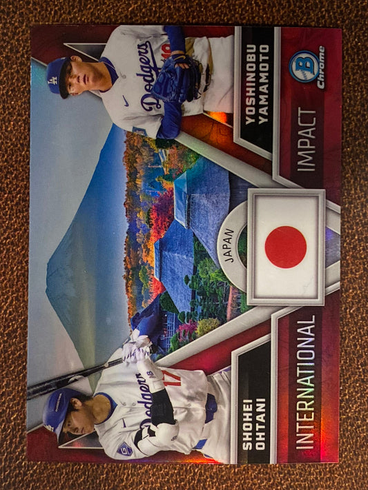 Shohei Ohtani / Yashinobu Yamamoto - 2024 Bowman Chrome - International Impact - Dodgers
