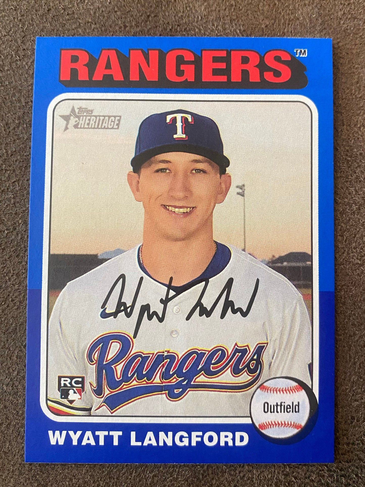 Wyatt Langford - 2024 Topps Heritage High Number - Blue Border - Rangers