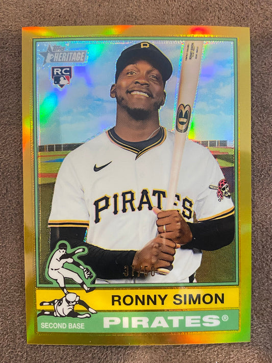 Ronny Simon - 2025 Topps Heritage High Number - Gold Refractor /50 - Pirates