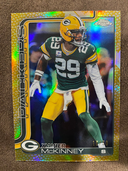 Xavier McKinney - 2025 Topps Chrome - YELLOW Leather /50 - Packers