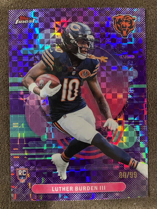Luther Burden III - 2025 Topps Finest - Uncommon PURPLE XFractor /99 - Bears