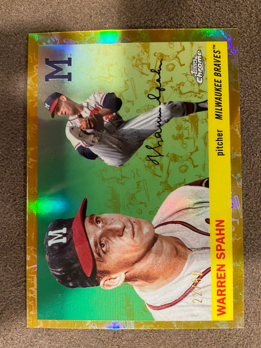 Warren Spahn - 2025 Topps Chrome Platinum - GOLD Toile /50 - Braves