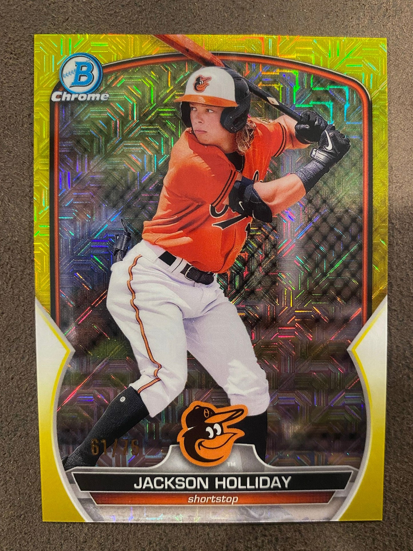 Jackson Holliday - 2023 Bowman - Chrome Mojo Yellow /75 - Orioles
