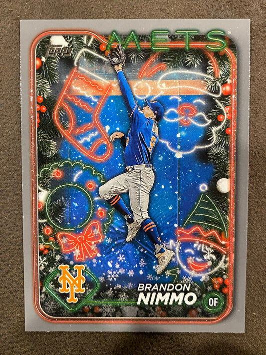 Brandon Nimmo - 2024 Topps Holiday - Silver Glitter - Mets