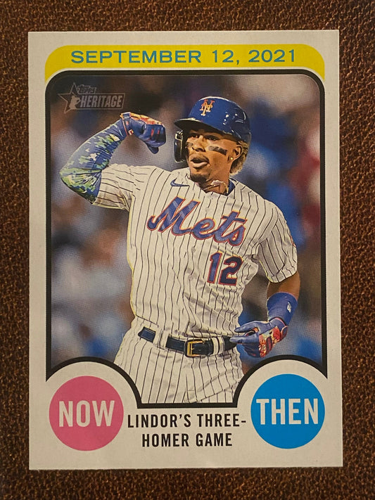 Francisco Lindor - 2022 Topps Heritage High Number - Now & Then - Mets