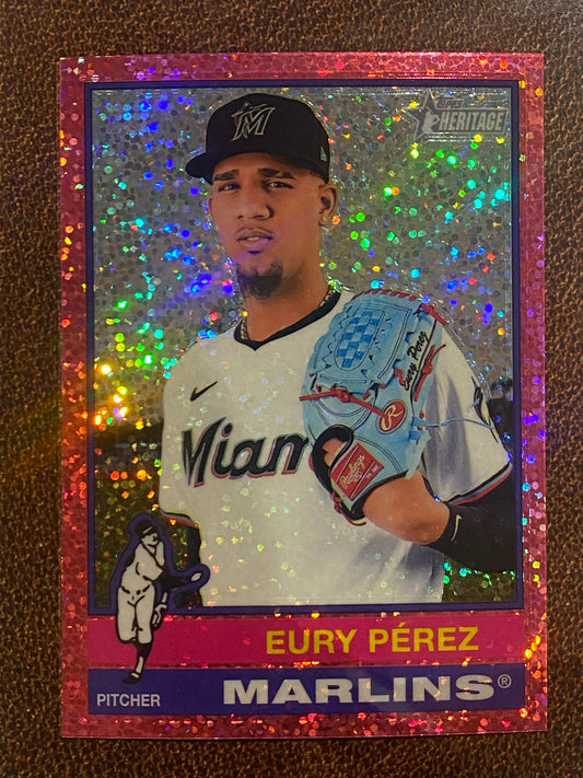 Eury Perez - 2025 Topps Heritage - Pink Sparkle - Marlins