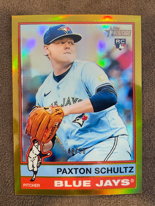 Paxton Schultz - 2025 Topps Heritage High Number - Gold Refractor /50 - Blue Jays