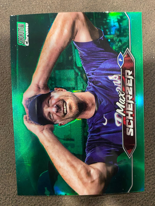 Max Scherzer - 2024 Topps Stadium Club - Green Chrome Refractor - Rangers