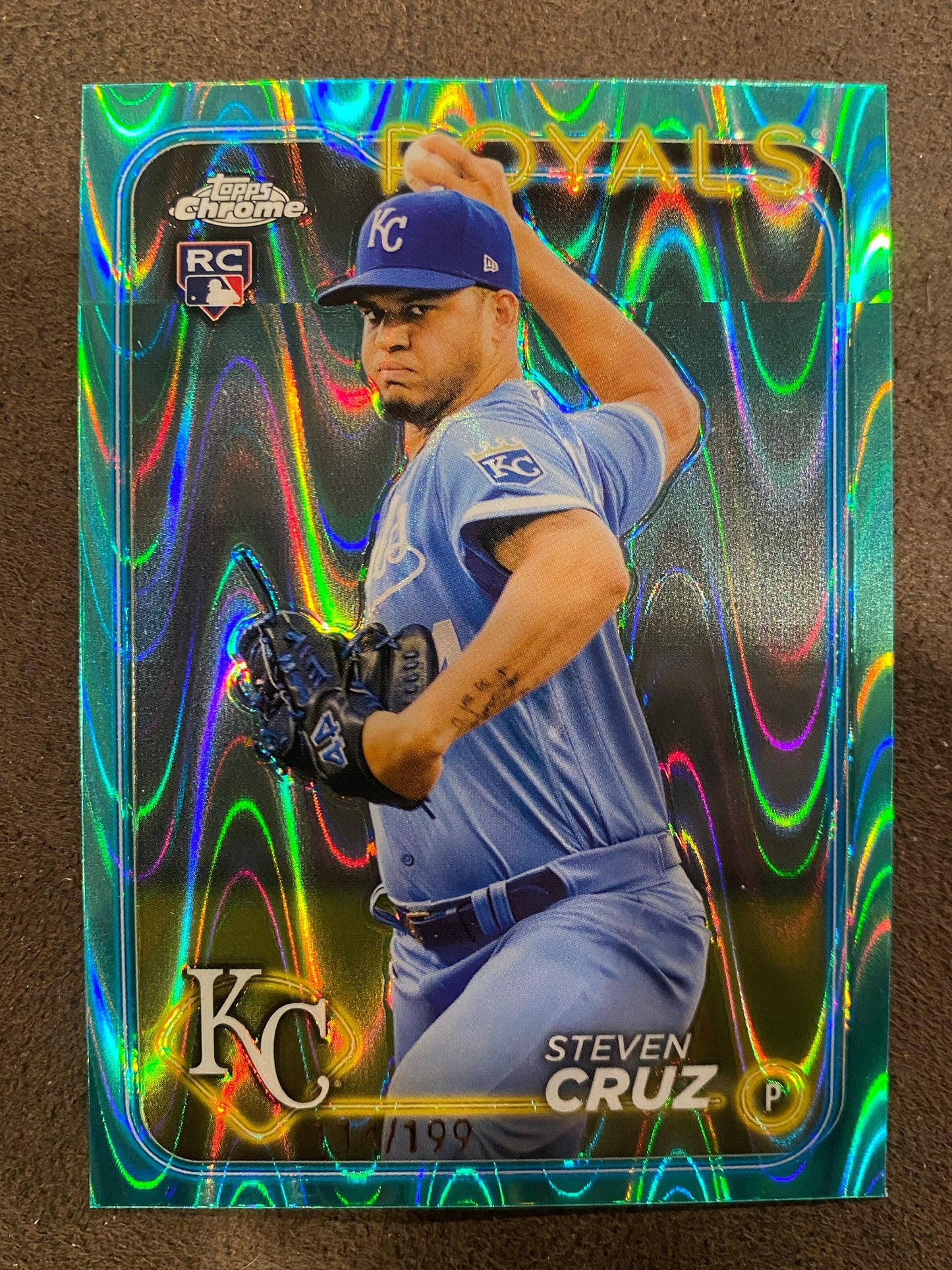 Steven Cruz - 2024 Topps Chrome - Aqua Raywave /199 - Royals