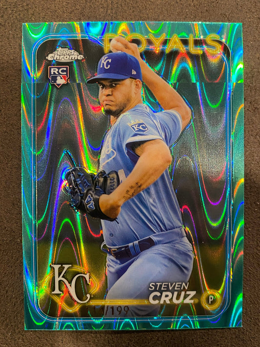 Steven Cruz - 2024 Topps Chrome - Aqua Raywave /199 - Royals