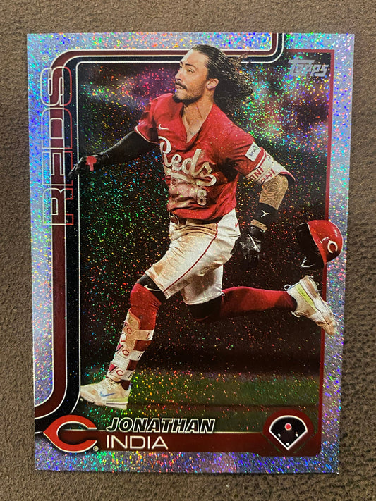 Jonathan India - 2025 Topps Series 1 - Sand Glitter Parallel - Reds