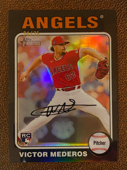 Victor Mederos - 2024 Topps Heritage High Number - Black Chrome Refractor /75 - Angels