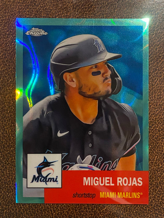 Miguel Rojas - 2022 Topps Chrome Platinum Anniversary - Aqua Raywave /299 - Marlins