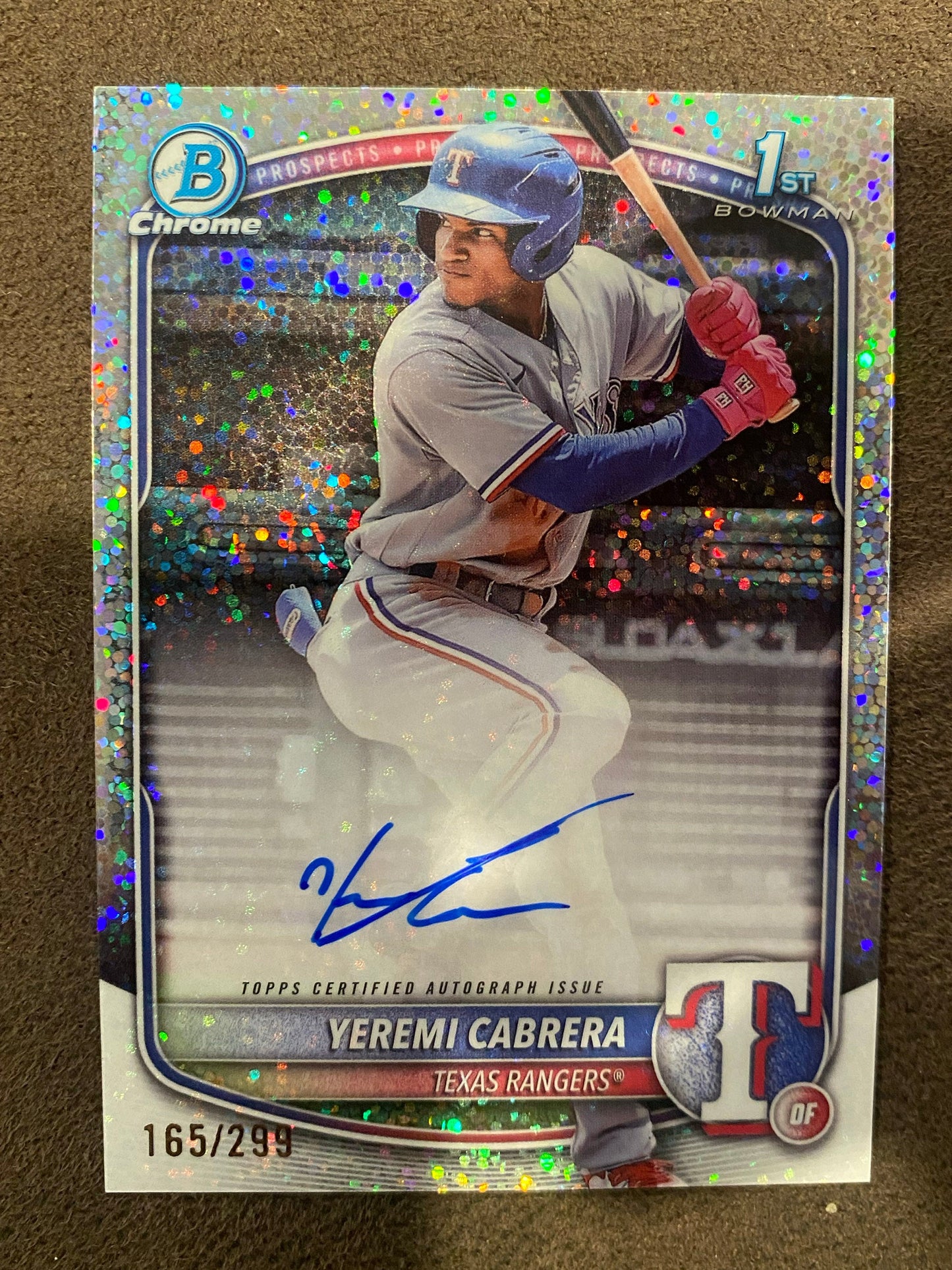 Yeremi Caberera - 2025 Bowman - 1st Chrome Speckle AUTO /299 - Rangers