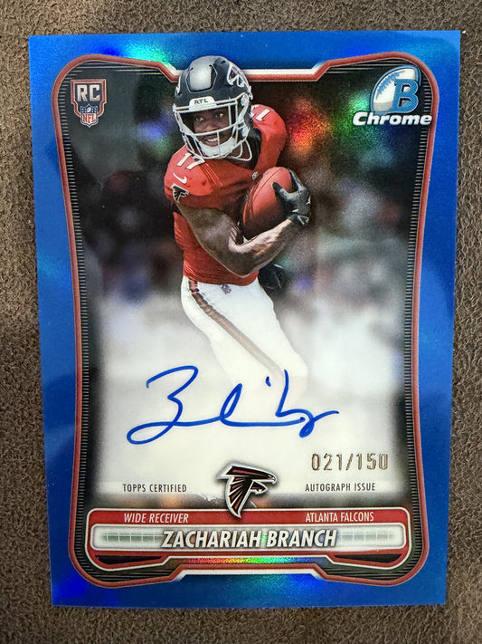 Zachariah Branch - 2026 Bowman Chrome - BLUE Rookie AUTO /150 - Falcons