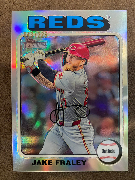 Jake Fraley - 2024 Topps Heritage High Number - Silver Refractors /225 - Reds