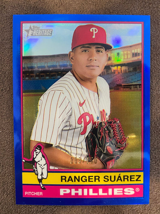Ranger Suarez - 2025 Topps Heritage High Number - Blue Refractor /150 - Phillies