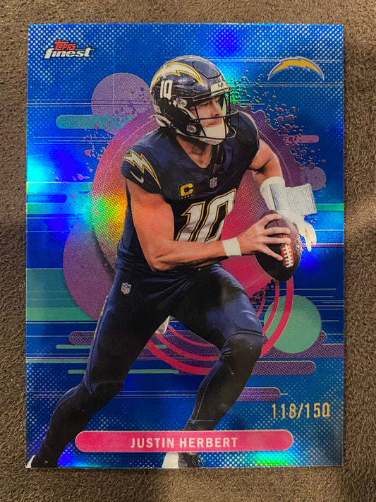 Justin Herbert - 2025 Topps Finest - Uncommon BLUE /150 - Chargers