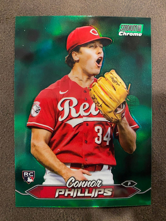 Connor Phillips - 2024 Topps Stadium Club - Chrome Green Refractor - Reds