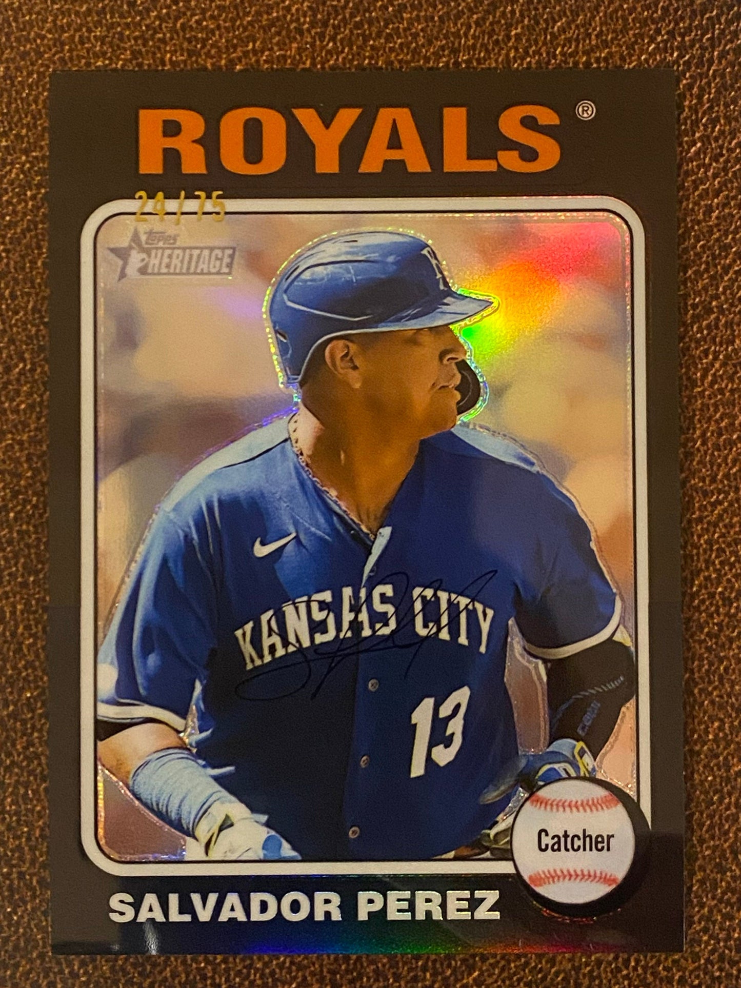 Salvador Perez - 2024 Topps Heritage High Number - Black Chrome Refractor /75 - Royals