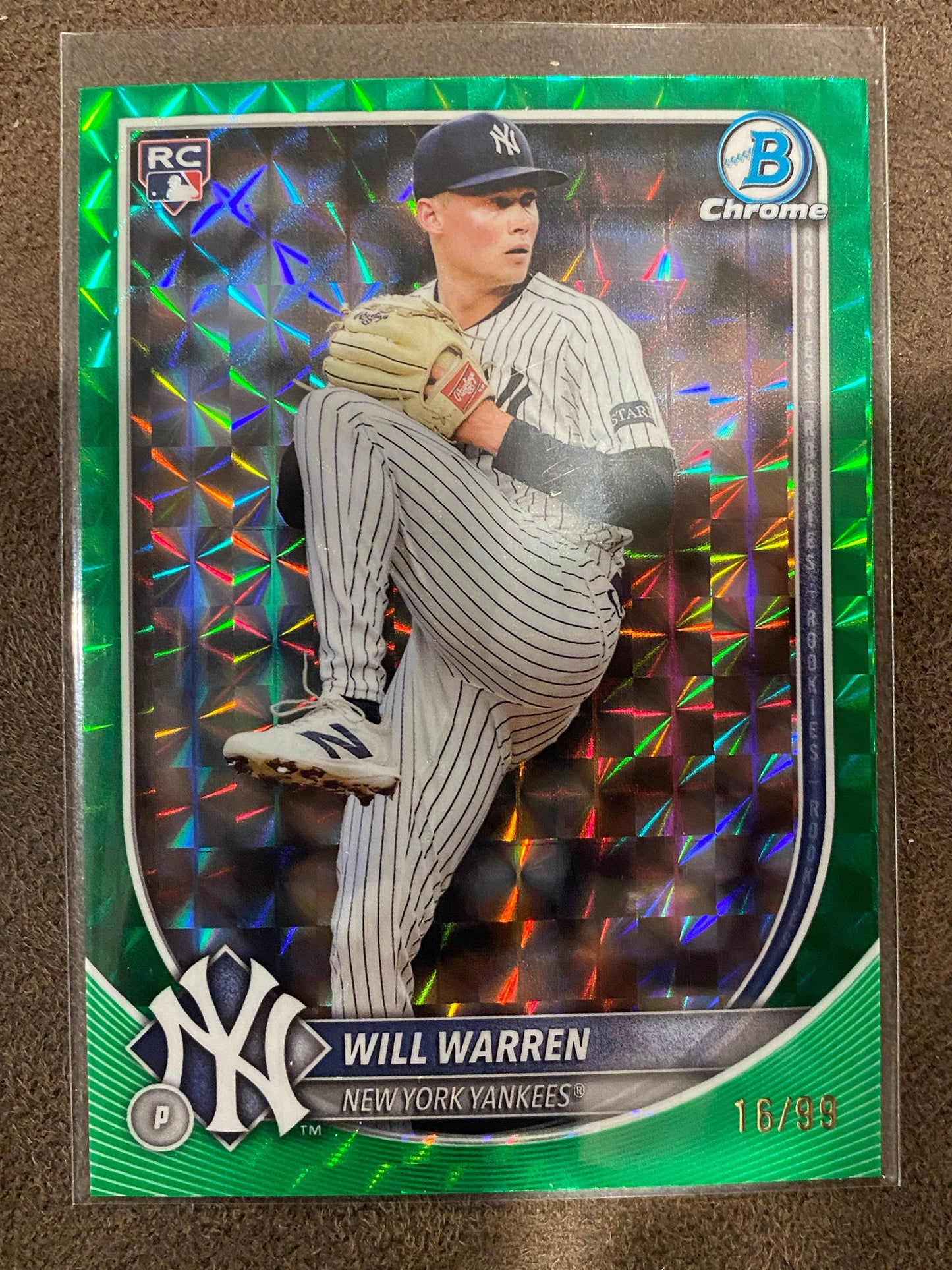 Will Warren - 2025 Bowman Chrome - Green Gemoetric /99 - Yankees