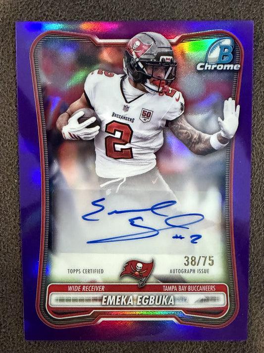 Emeka Egbuka - 2026 Bowman Chrome - PURPLE Refractor AUTO /75 - Buccaneers