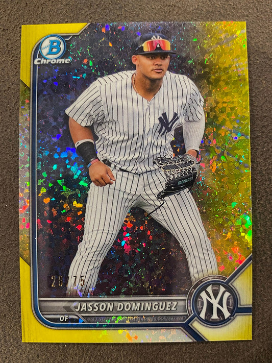 Jasson Dominguez - 2022 Bowman Chrome - Yellow Speckle /75 - Yankees