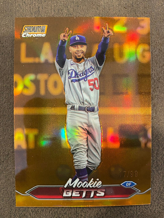 Mookie Betts - 2024 Topps Stadium Club - Orange Chrome Refractor /99 - Dodgers