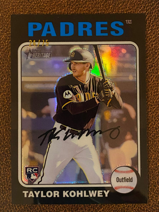 Taylor Kohlwey - 2024 Topps Heritage High Number - Black Chrome Refractor /75 - Padres