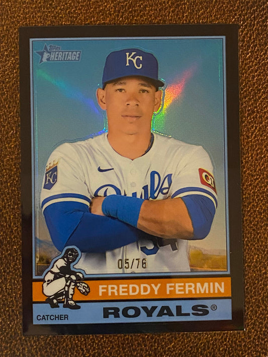 Freddy Fermin - 2025 Topps Heritage - Black Chrome /76 - Royals