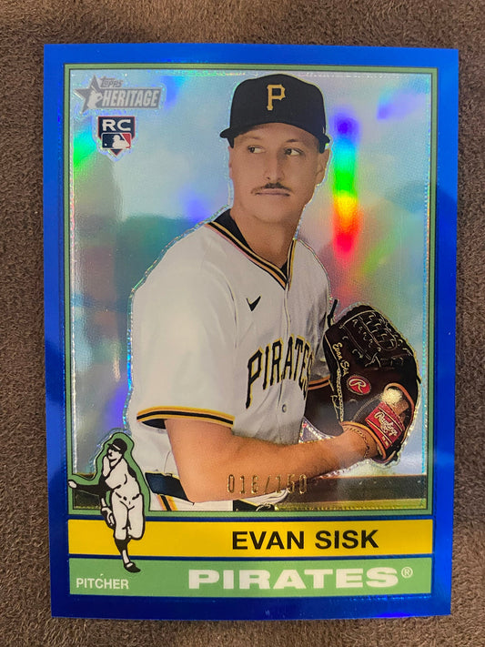 Evan Sisk - 2025 Topps Heritage High Number - Blue Refractor /150 - Pirates
