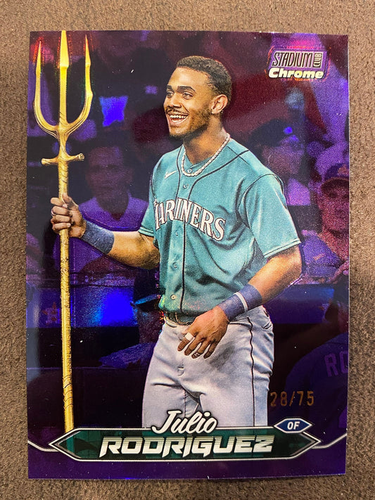 Julio Rodriguez - 2024 Topps Stadium Club - Purple Chrome Refractor /75 - Mariners