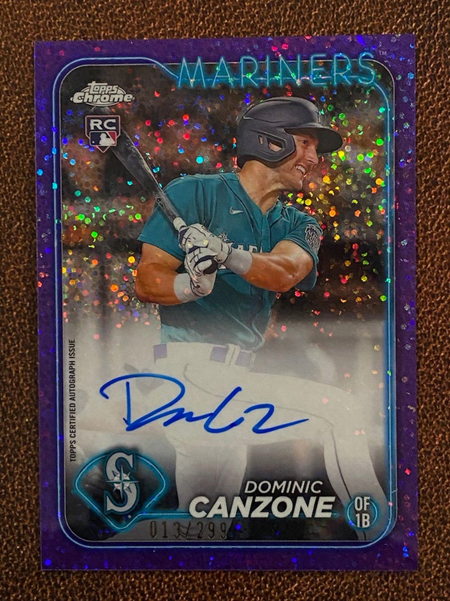 Dominic Canzone - 2024 Topps Chrome - Rookie Purple AUTO /299 - Mariners