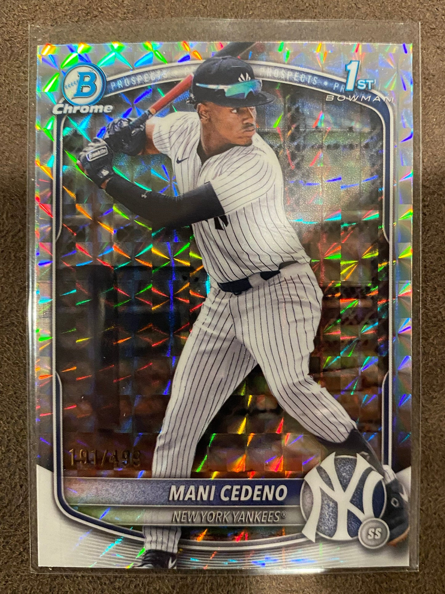 Mani Cedeno - 2025 Bowman Chrome - Geometric Refractor /499 - Yankees