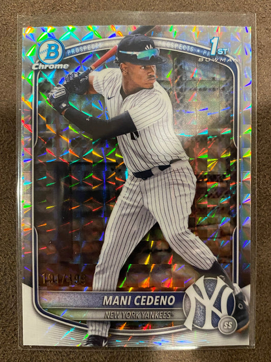 Mani Cedeno - 2025 Bowman Chrome - Geometric Refractor /499 - Yankees