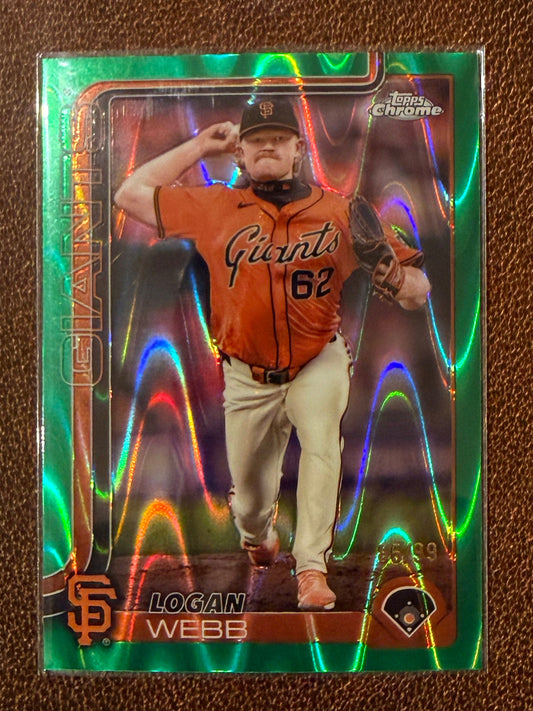 Logan Webb - 2025 Topps Chrome - Green Raywave /99 - Giants