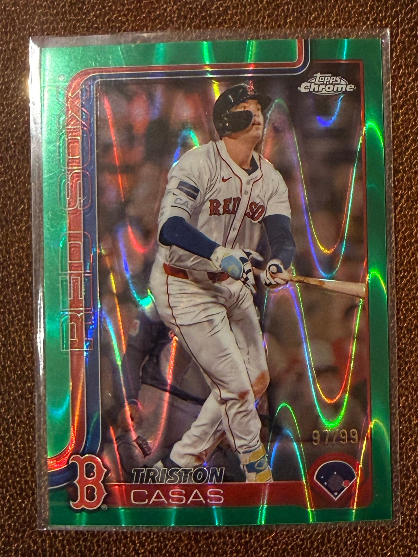 Triston Casas - 2025 Topps Chrome - Green Raywave /99 - Red Sox