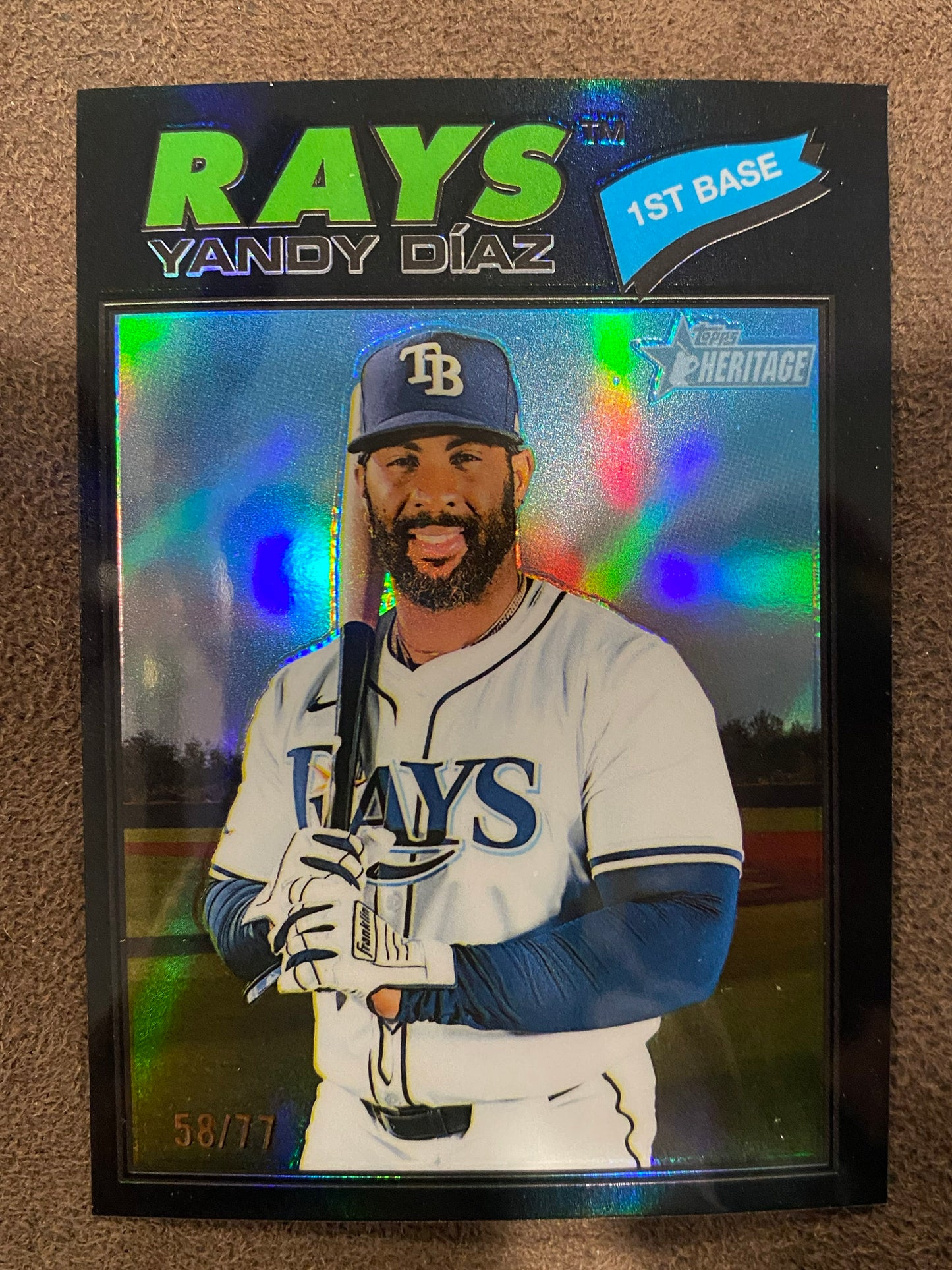 Yandy Diaz - 2026 Topps Heritage - Black Chrome Refractor /77 - Rays