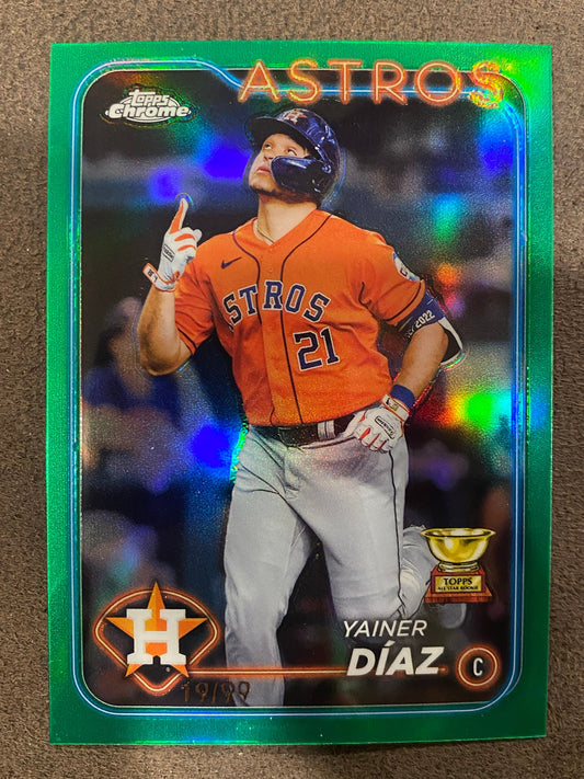 Yainer Diaz - 2024 Topps Chrome - Green Refractor /99 - Astros
