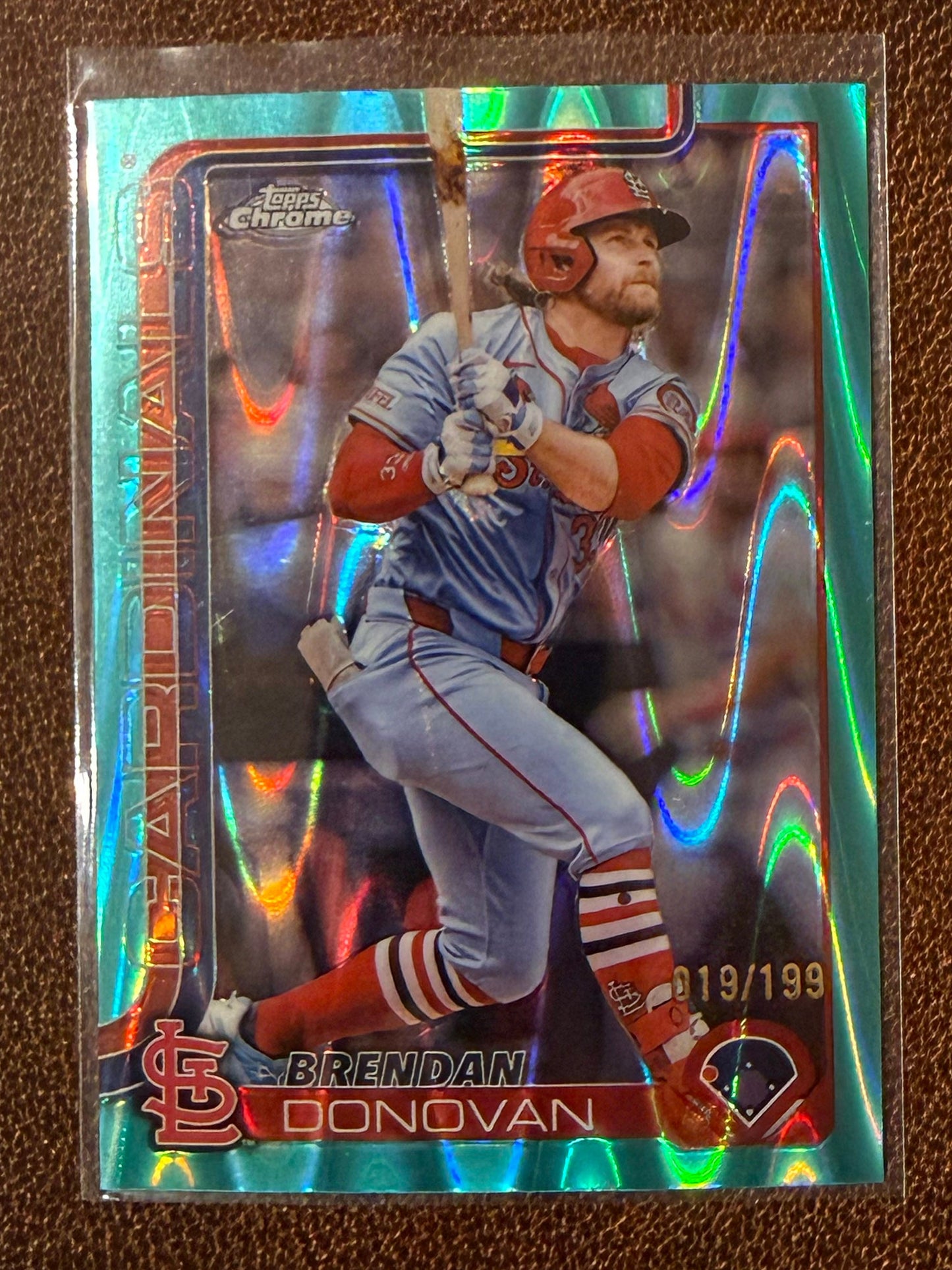 Brendan Donovan - 2025 Topps Chrome - Aqua Raywave /199 - Cardinals
