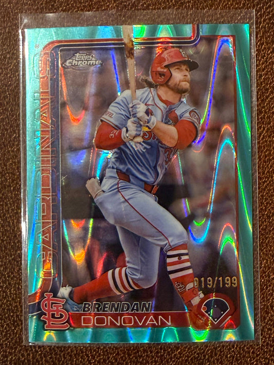 Brendan Donovan - 2025 Topps Chrome - Aqua Raywave /199 - Cardinals