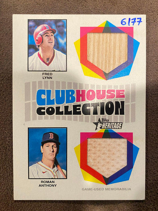 Roman Anthony/Fred Lynn - 2026 Topps Heritage - Dual RELIC /77 (*Bottom Right Corner Issue*) - Red Sox