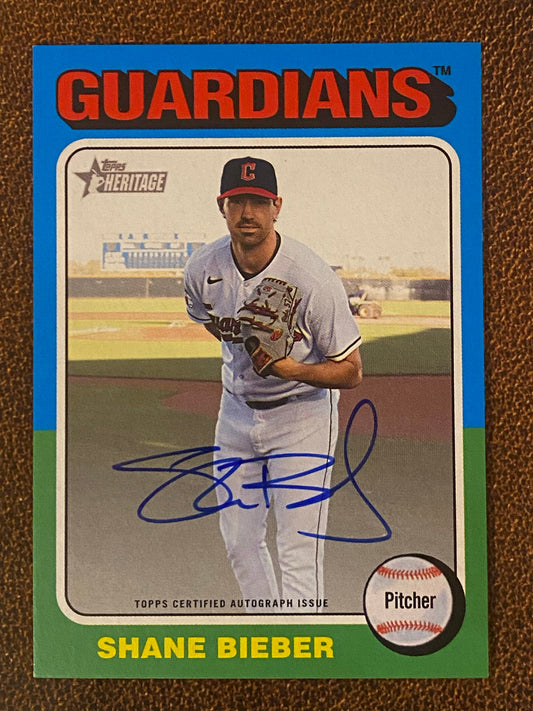 Shane Bieber - 2024 Topps Heritage High Number - Real One AUTO - Guardians