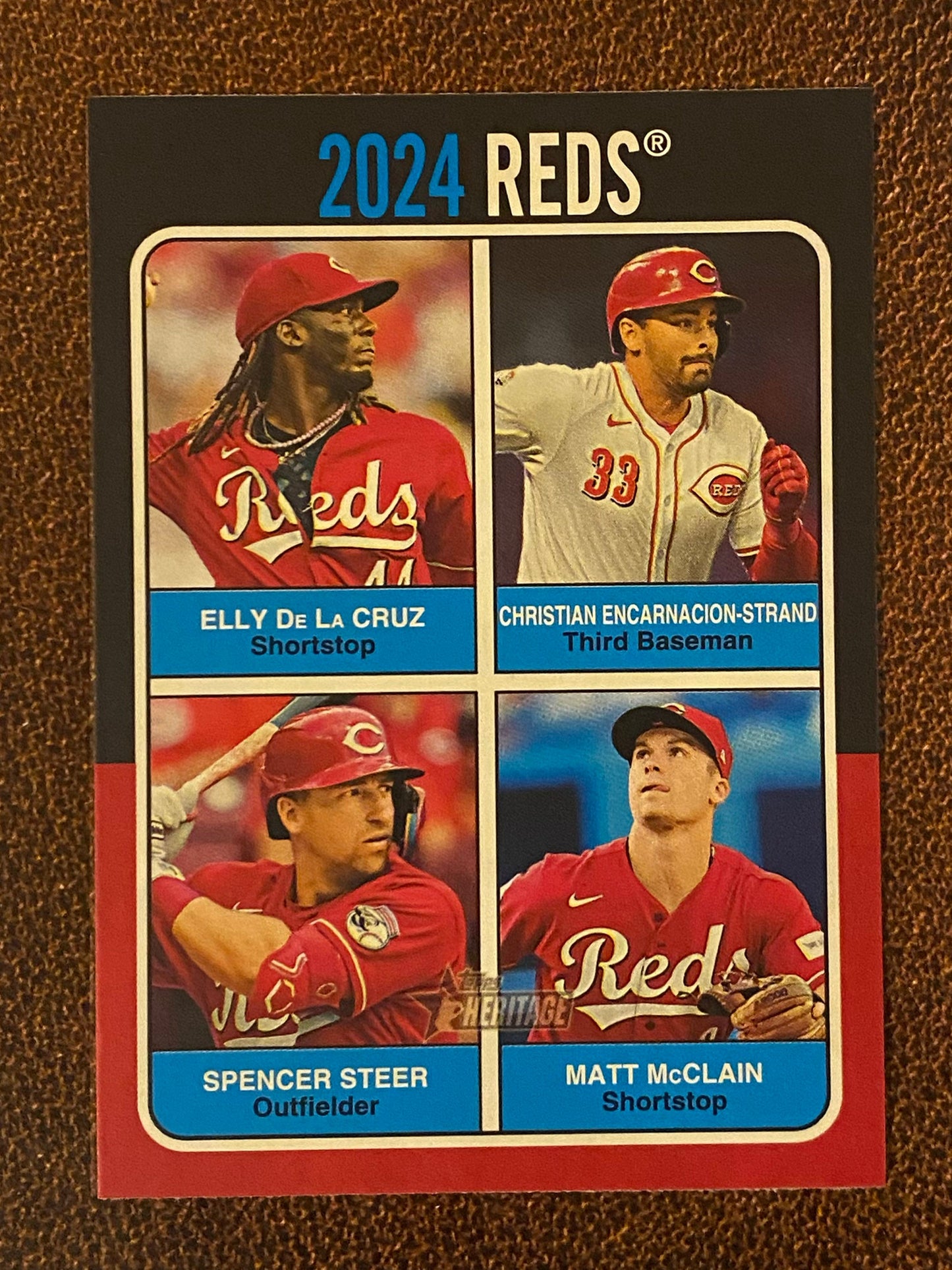 Steer/McClain/Encarnacion-Strand/Elly De La Cruz - 2024 Topps Heritage High Number - Team Quads - Reds