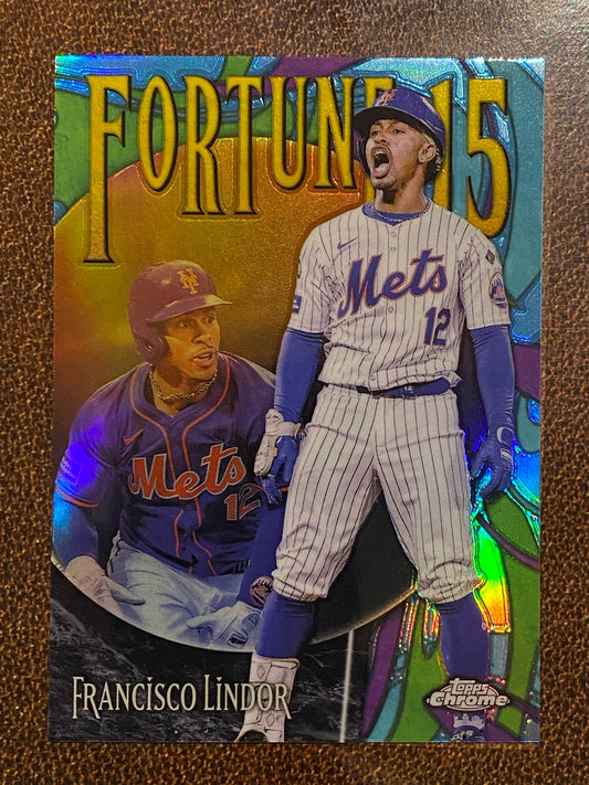 Francisco Lindor - 2025 Topps Chrome - Fortune 15 - Mets