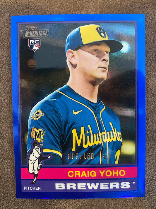 Craig Yoho - 2025 Topps Heritage High Number - Blue Refractor /150 - Brewers