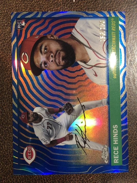 Rece Hinds - 2025 Topps Chrome Platinum - BLUE Vibrations /150 - Reds