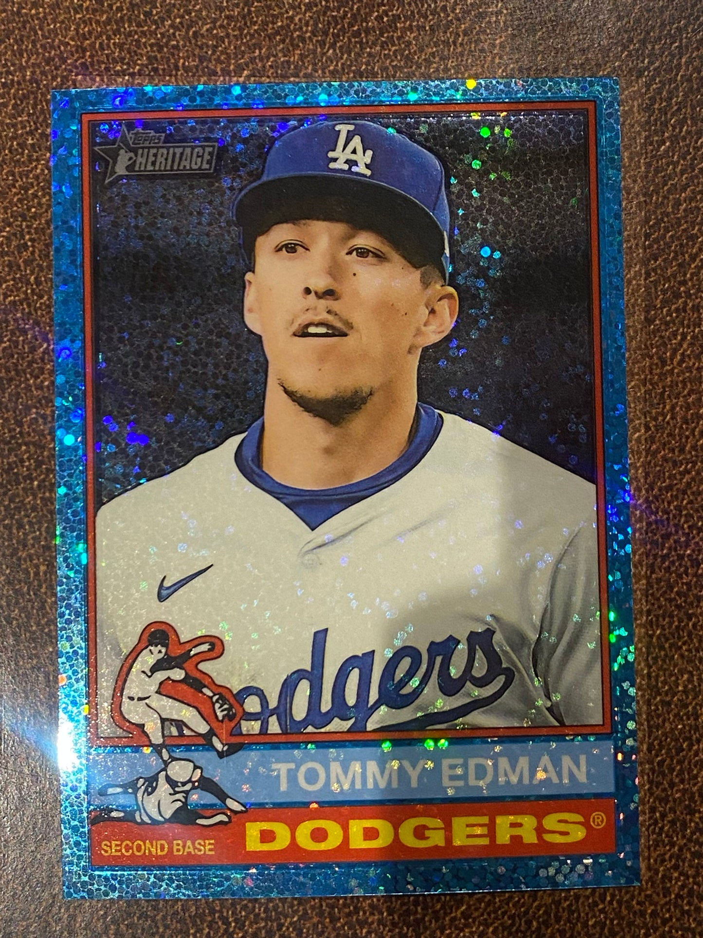 Tommy Edman - 2025 Topps Heritage High Number - Blue Sparkle - Dodgers